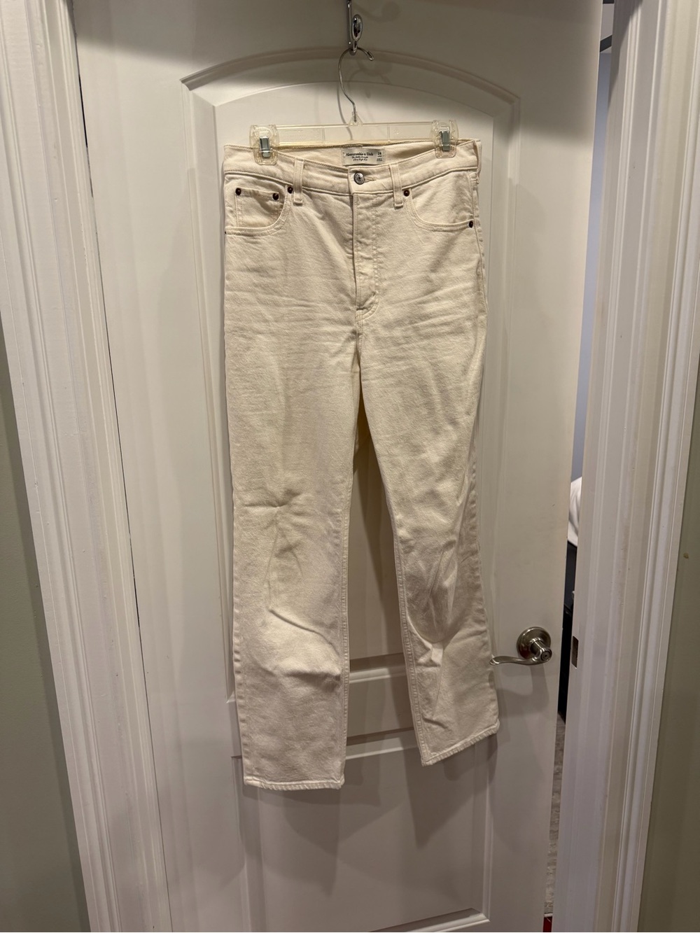 Abercrombie & Fitch Women’s Ankle Straight Ultra High Rise Pants - Cream